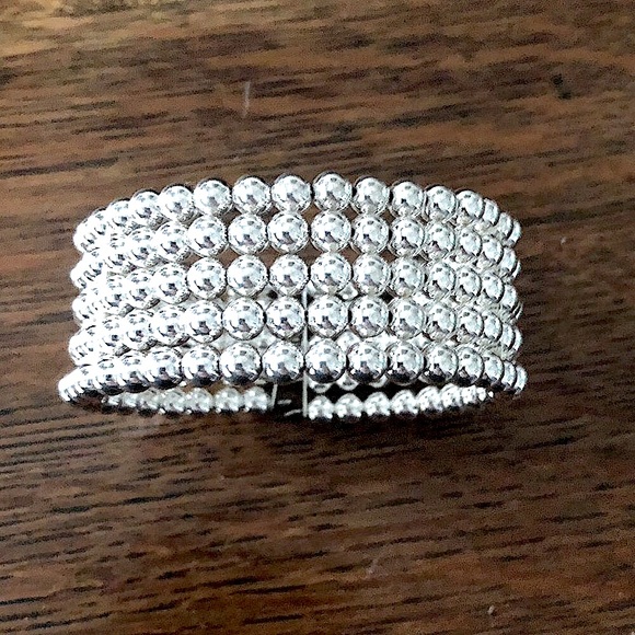 $157 Estate Sterling Bead Cuff Bracelet 23.8 grams Marked AIL 925 - Picture 3 of 5